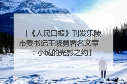 《人民日报》刊发乐陵市委书记王晓勇署名文章：小城的光影之约