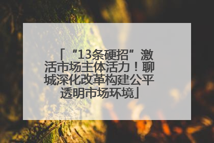 “13条硬招”激活市场主体活力！聊城深化改革构建公平透明市场环境