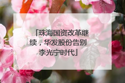 珠海国资改革继续，华发股份告别李光宁时代