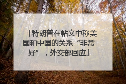 特朗普在帖文中称美国和中国的关系“非常好”，外交部回应