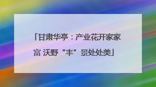 甘肃华亭：产业花开家家富 沃野“丰”景处处美