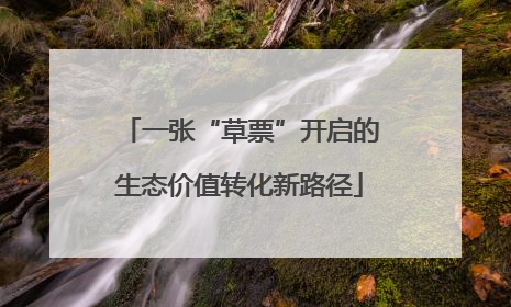 一张“草票”开启的生态价值转化新路径