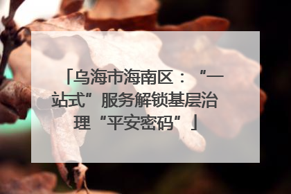 乌海市海南区：“一站式”服务解锁基层治理“平安密码”