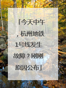 今天中午，杭州地铁1号线发生故障？刚刚原因公布