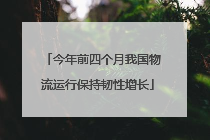 今年前四个月我国物流运行保持韧性增长