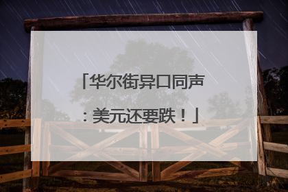 华尔街异口同声：美元还要跌！