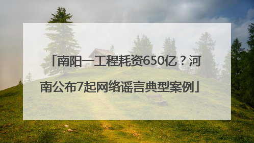 南阳一工程耗资650亿？河南公布7起网络谣言典型案例