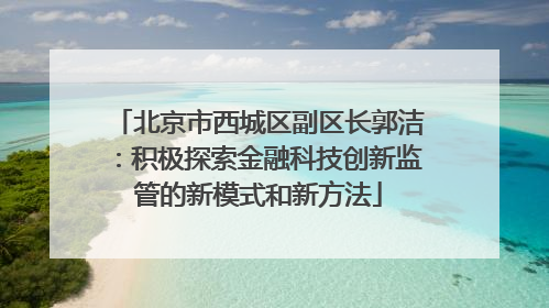 北京市西城区副区长郭洁：积极探索金融科技创新监管的新模式和新方法