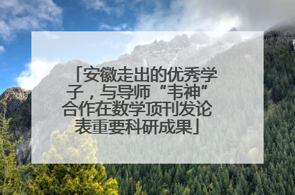 安徽走出的优秀学子，与导师“韦神”合作在数学顶刊发论表重要科研成果