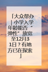 大众帮办｜小学入学年龄能否“弹性”放宽至12月31日？有地方已在探索