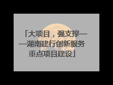 大项目，强支撑——湖南建行创新服务重点项目建设
