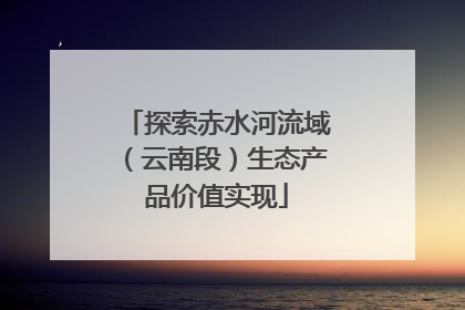 探索赤水河流域（云南段）生态产品价值实现