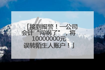 接到报警！一公司会计“闯祸了”，将10000000元误转陌生人账户！