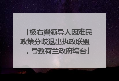 极右翼领导人因难民政策分歧退出执政联盟，导致荷兰政府垮台