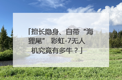 擅长隐身、自带“海狸尾” 彩虹-7无人机究竟有多牛？