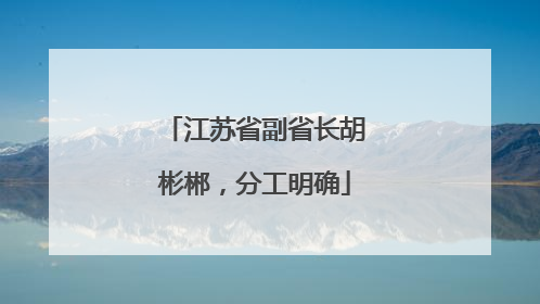 江苏省副省长胡彬郴，分工明确