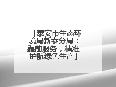 泰安市生态环境局新泰分局：靠前服务，精准护航绿色生产