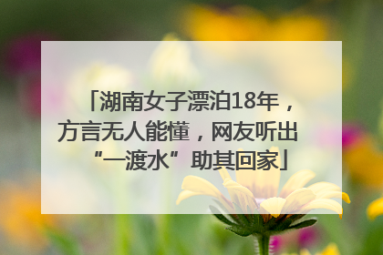 湖南女子漂泊18年，方言无人能懂，网友听出“一渡水”助其回家