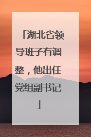 湖北省领导班子有调整，他出任党组副书记