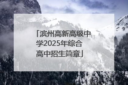 滨州高新高级中学2025年综合高中招生简章