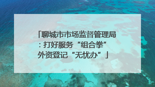 聊城市市场监督管理局：打好服务“组合拳” 外资登记“无忧办”