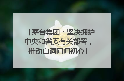 茅台集团：坚决拥护中央和省委有关部署，推动白酒回归初心