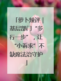 萝卜辣评｜基层部门“多行一步”，让“小诉求”不缺席法治守护