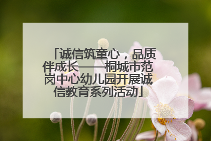 诚信筑童心，品质伴成长——桐城市范岗中心幼儿园开展诚信教育系列活动