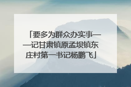 要多为群众办实事——记甘肃镇原孟坝镇东庄村第一书记杨鹏飞