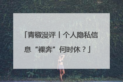 青椒漫评丨个人隐私信息“裸奔”何时休？