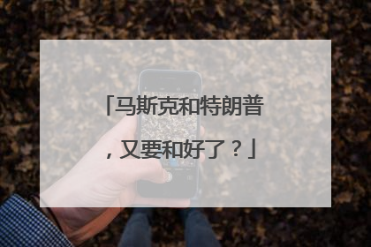 马斯克和特朗普，又要和好了？