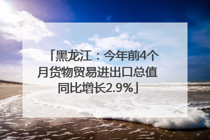 黑龙江：今年前4个月货物贸易进出口总值同比增长2.9%