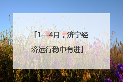 1—4月，济宁经济运行稳中有进