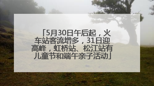 5月30日午后起，火车站客流增多，31日迎高峰，虹桥站、松江站有儿童节和端午亲子活动
