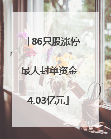 86只股涨停 最大封单资金4.03亿元